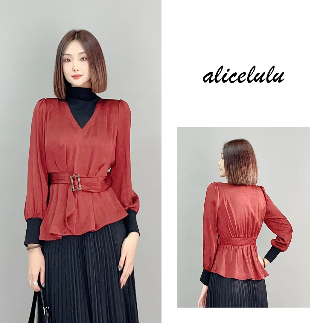 5ALICE “优雅舞者”衬衫 时髦拼接 浪漫显瘦 S2141555A