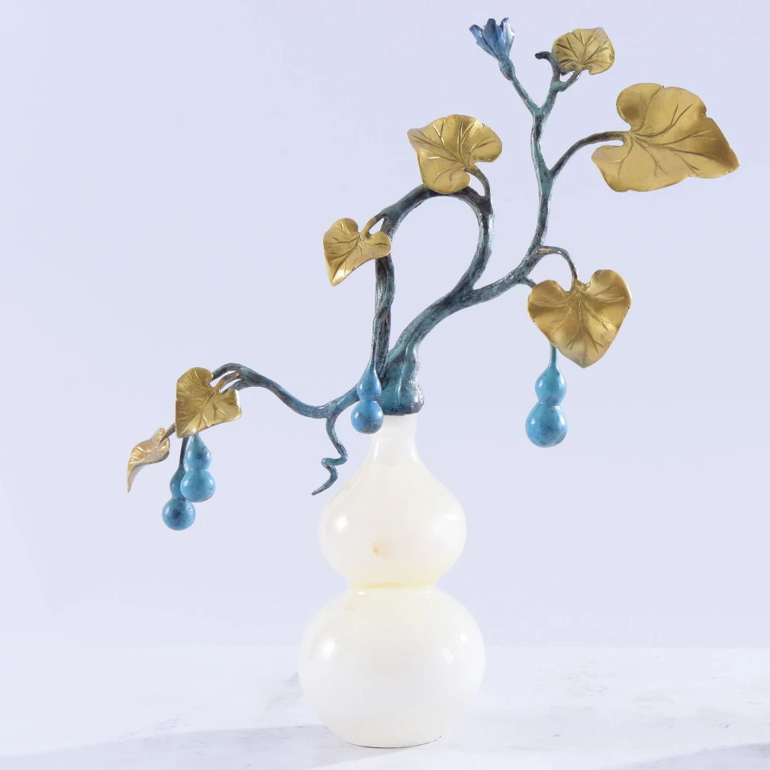 天然玉石葫芦摆件福禄临门新中式摆件创意创意玄关