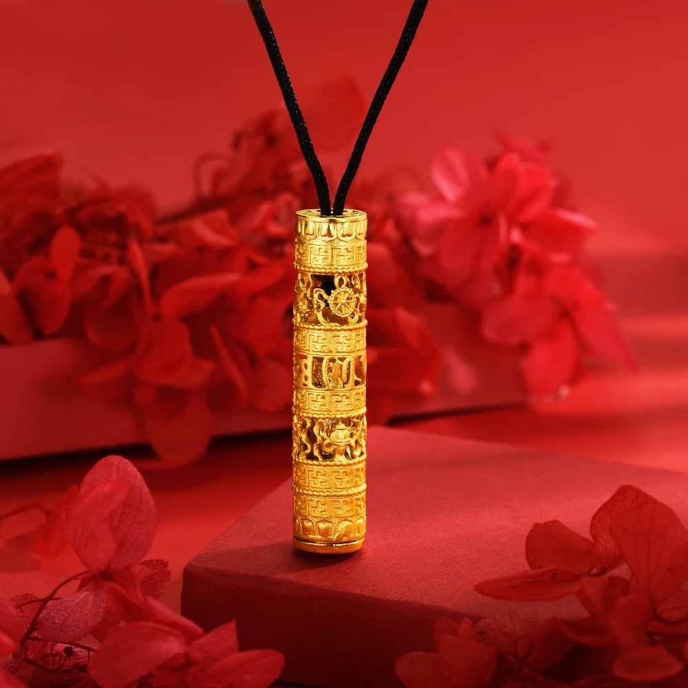 非金属珐琅项链 古法藏金筒项链