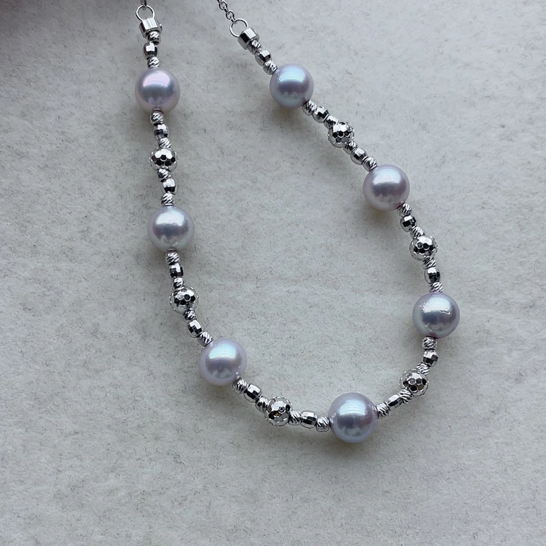 手链45银S925镶嵌海水珍珠