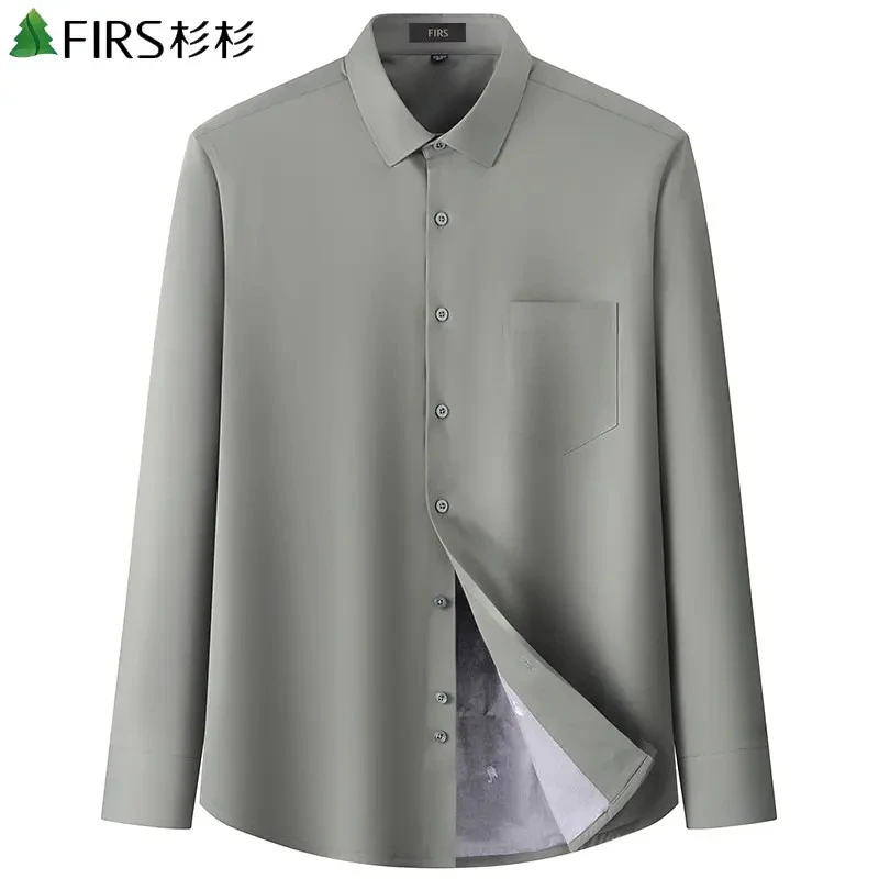 杉杉【90%白鹅 绒】中年男款秋冬保暖衬衫内含羊毛高档爸爸衬衣男装