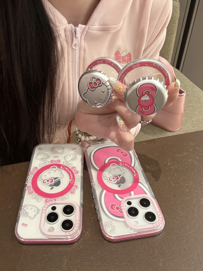 可爱瓶盖猫咪磁吸支架适用ihone16promax苹果15pro手机壳14新款13