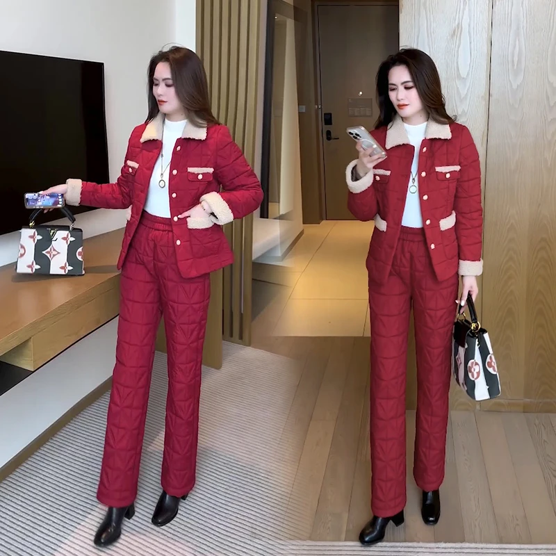 时尚套装冬装2025年新款加绒加厚女装洋气质减龄休闲两件套裤