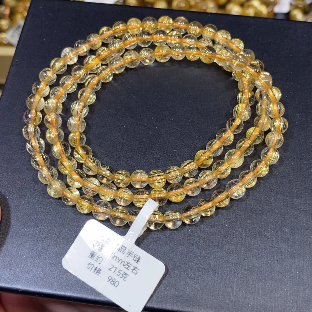 水晶未镶嵌手链5mm钛晶三圈手链