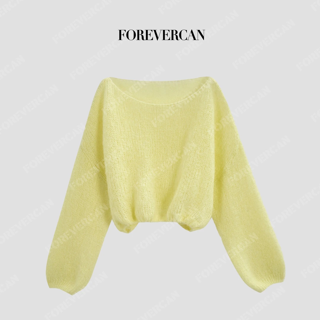 FOREVERCAN“嘉利尔”极幼马海毛蓬松毛感灯笼袖毛衣 MY3714