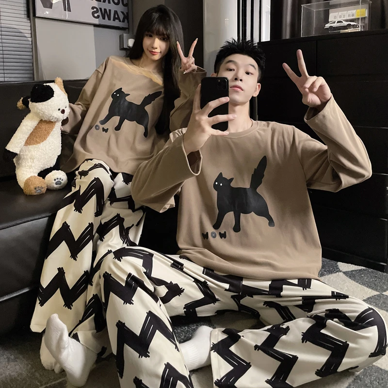 可爱猫2025款睡衣女春秋冬季德绒保暖大码情侣懒人家居服男式套装
