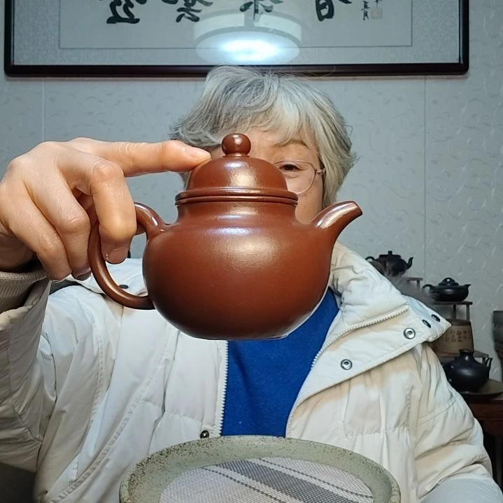 茶壶紫砂大红袍泥料掇球300毫升左右