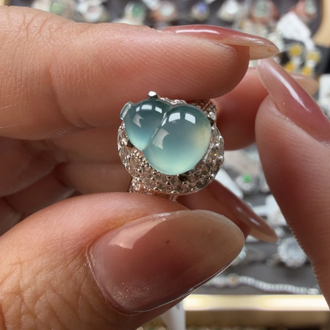 翡翠银S925镶嵌戒指8072