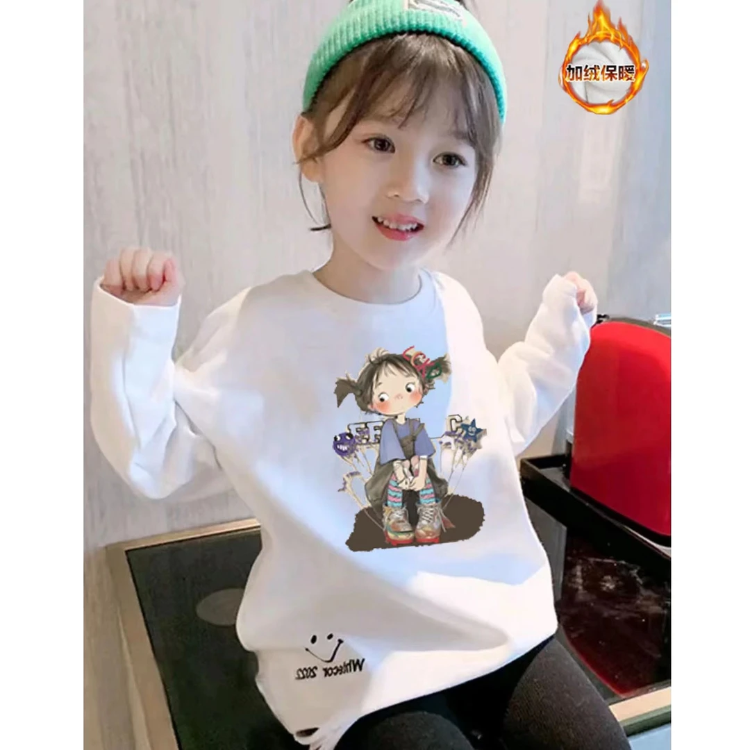 女童纯棉白色打底衫春秋中长款长袖t恤秋冬儿童卫衣内搭上春装