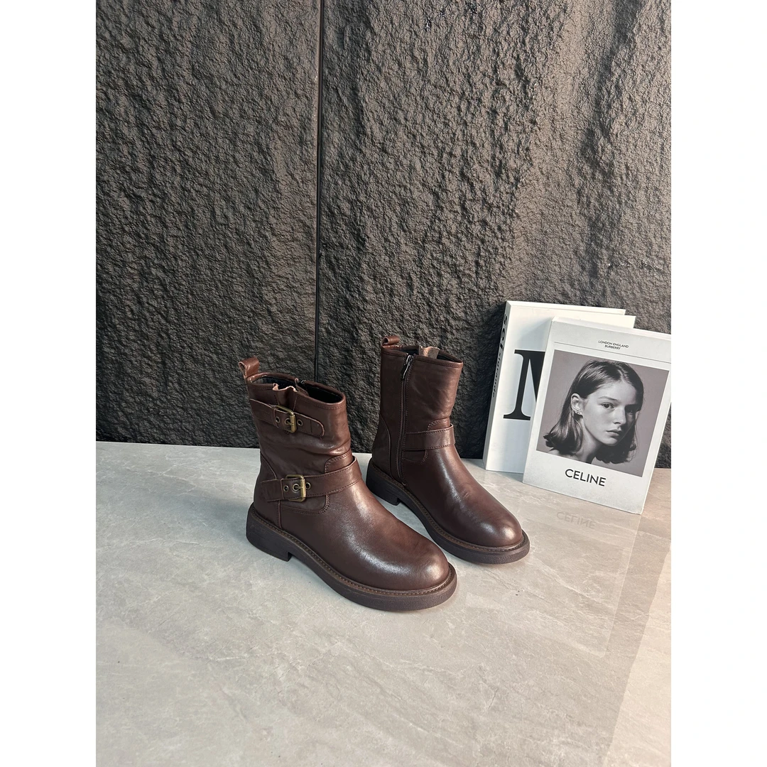 李大龙~3公分牛皮/复古休闲百搭英伦风西部牛仔短靴靴子41255