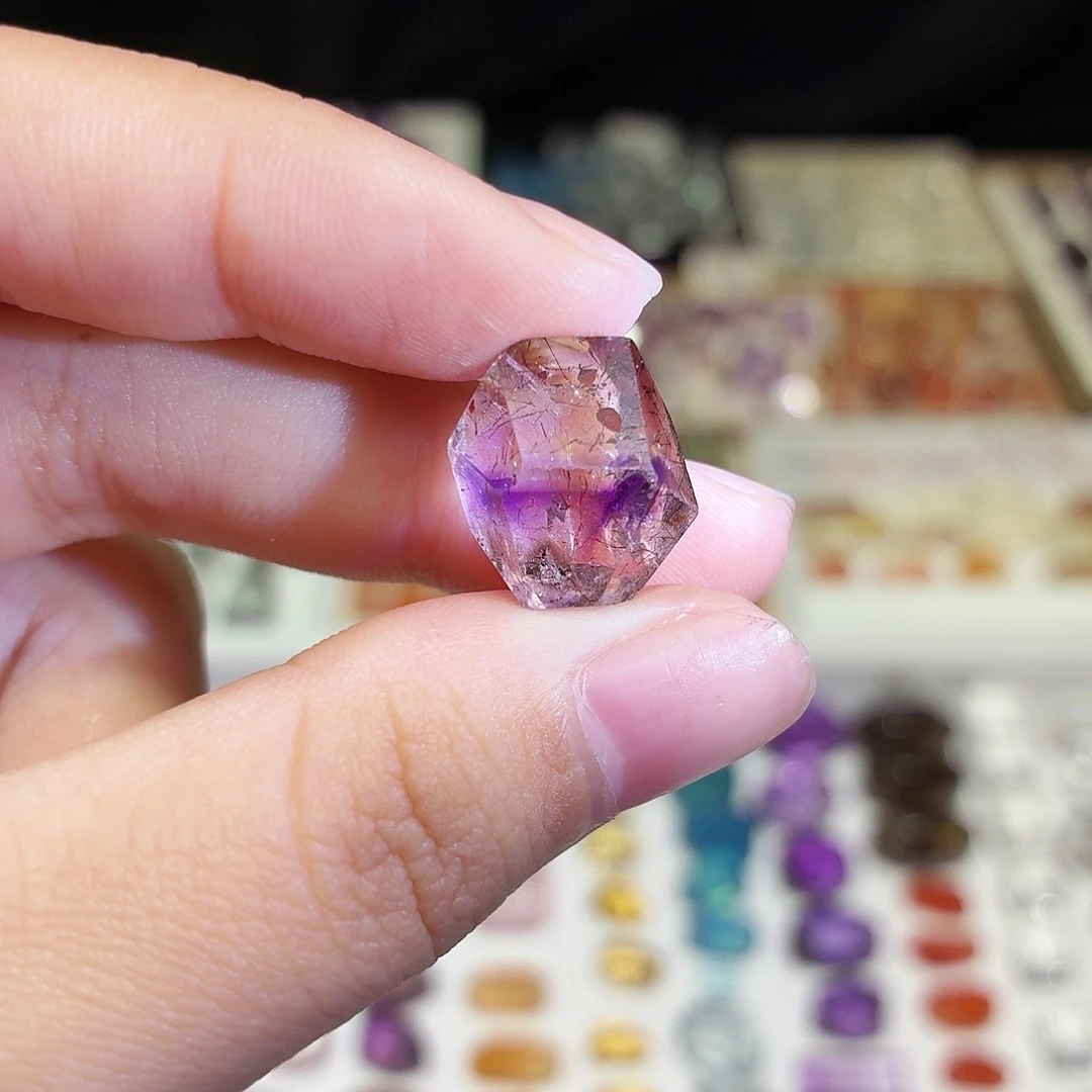 水晶吊坠(不含链)未镶嵌紫超七 随形 打孔定制不退换