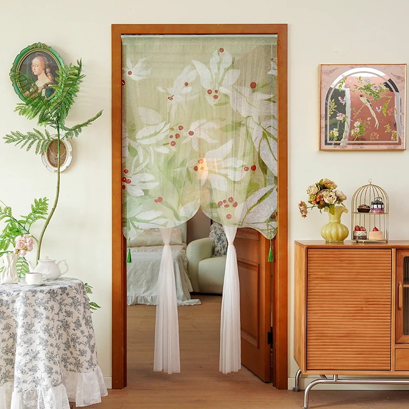 门帘防蚊法式隔断帘高级感纱帘家用免打孔卧室隐私遮挡帘厕所帘子
