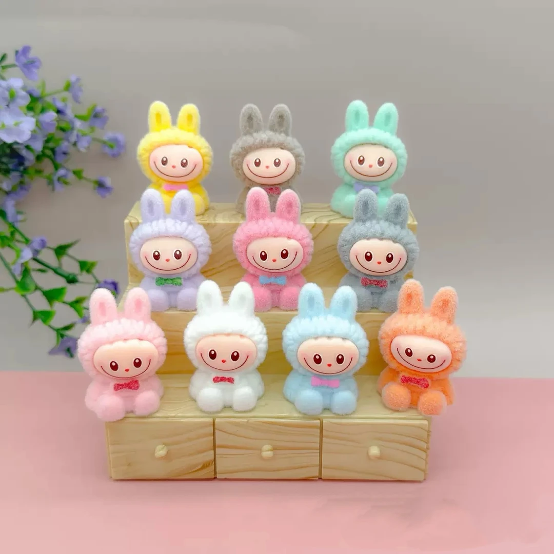 【双许愿+三倍保底】新款拉布布植绒糖果色可爱摆件 树脂diy摆件