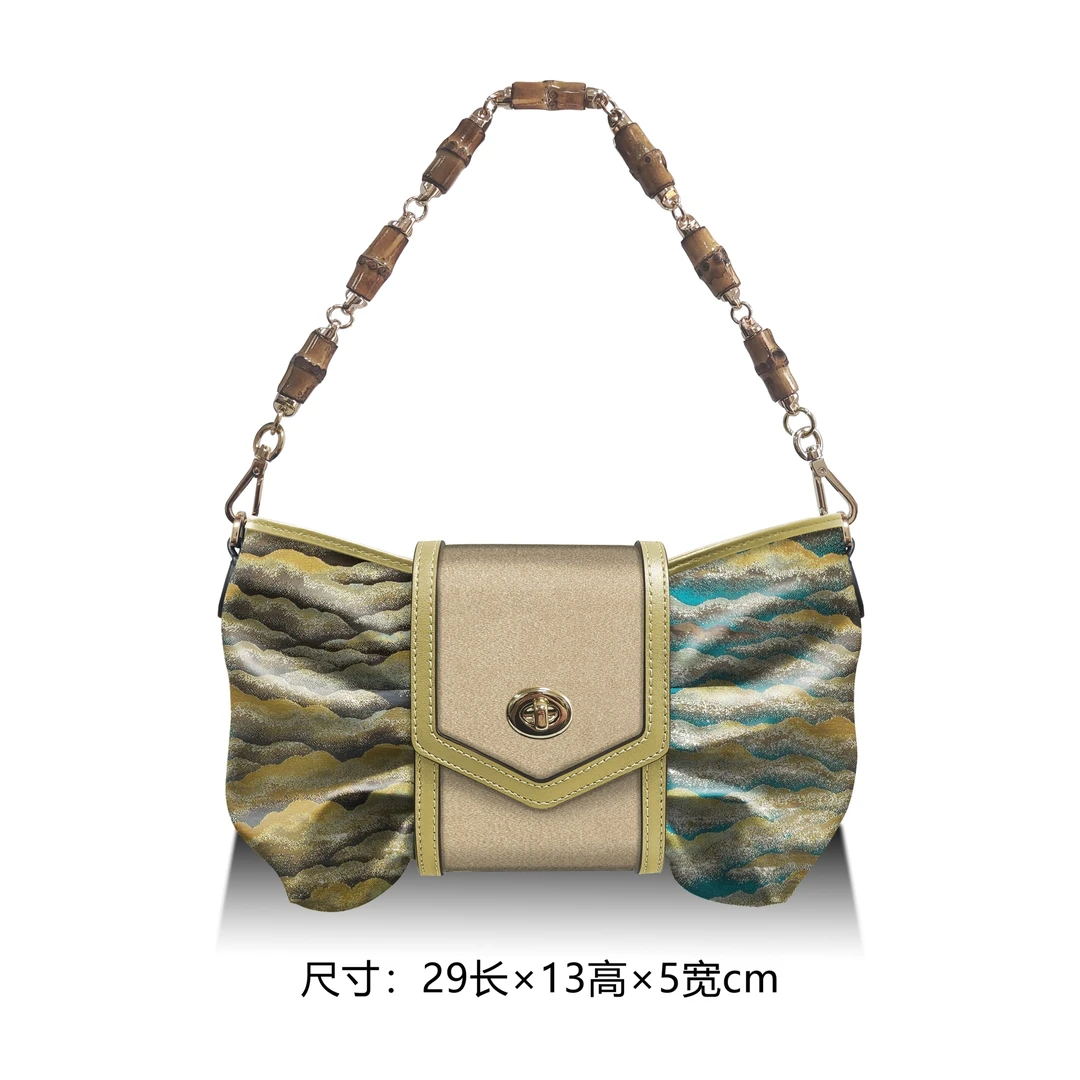 民族风唐锦刺绣缂丝工艺单肩蝴蝶腋下包款糖果包