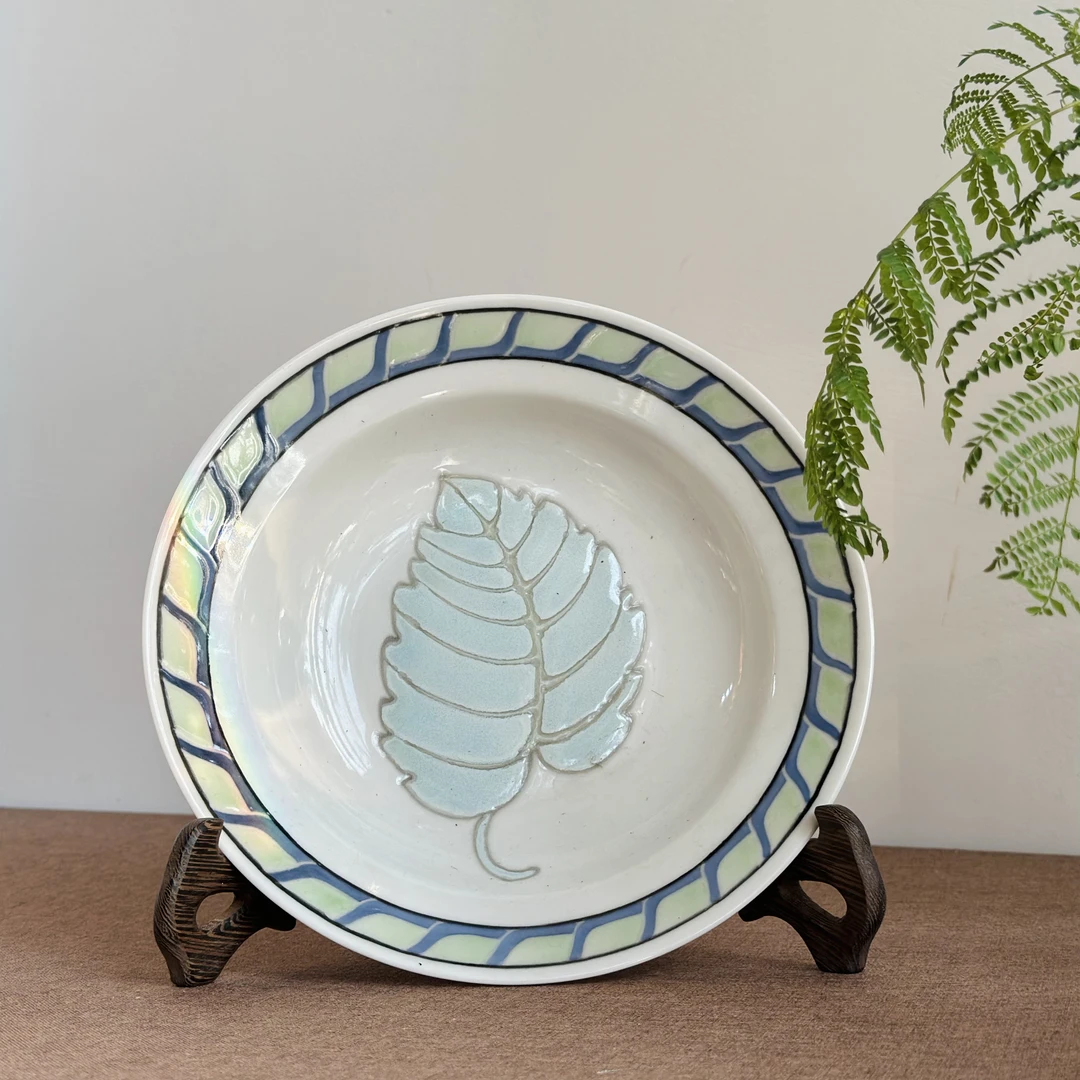 醴陵群力老瓷器釉下五彩样品20厘米深盘微瑕福利价