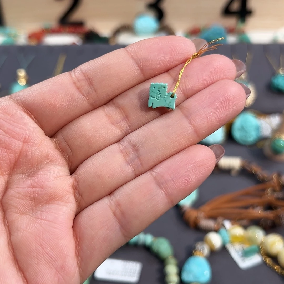 绿松石未镶嵌把件卡片小狗配饰