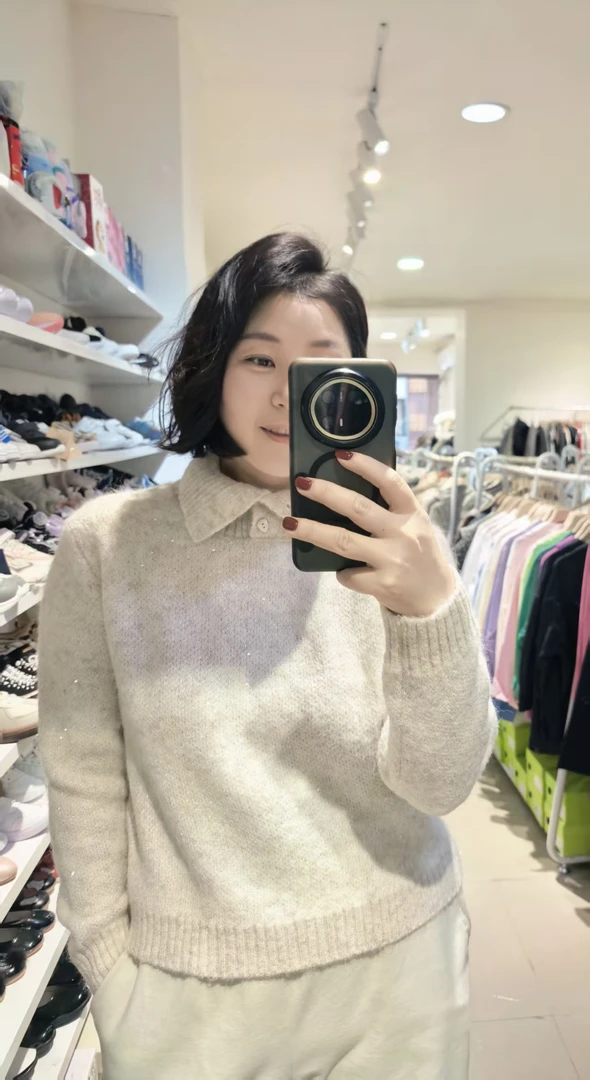 气质款优雅甜美翻领毛衣（祐祐女装）