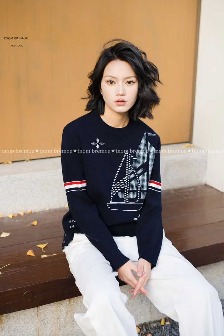 TNOM BREMOE男女同款冬季新款帆船毛衣针织衫套头宽松时尚百搭