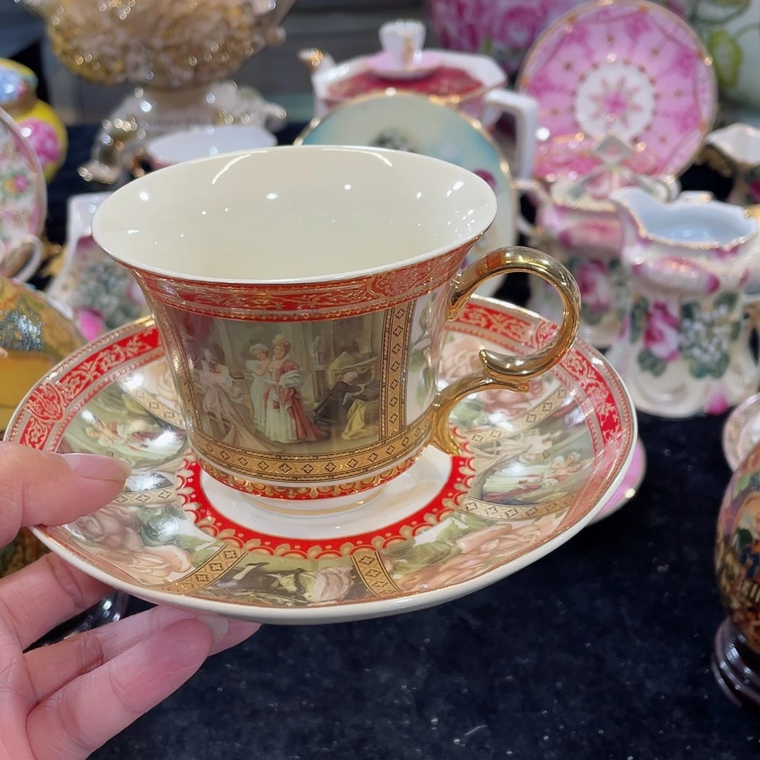 摆件下***后人物咖啡杯碟