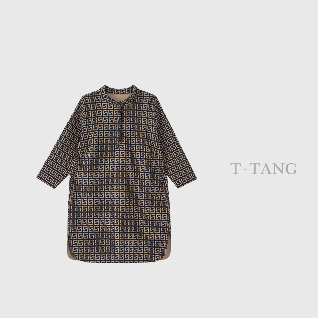 FL秋季380g醋酸空气层时尚休闲印花连衣裙【6173】