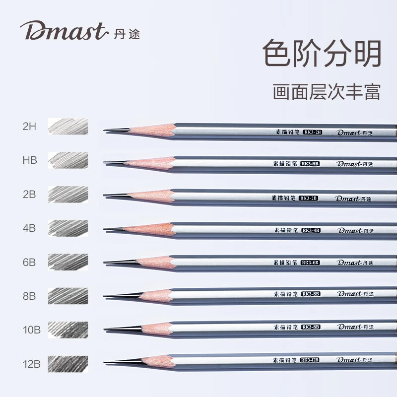 得力高级美术绘图素描铅笔学生素描速写8B铅笔RK3