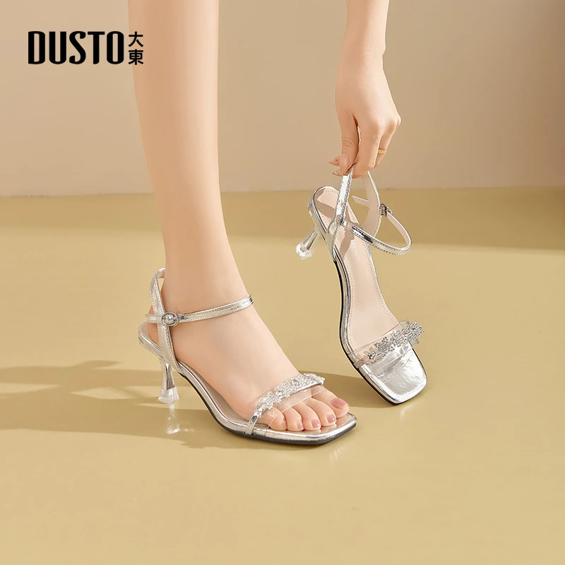 大东优雅高跟凉鞋女夏外穿气质时尚百搭小众女鞋水钻露趾鞋子0153