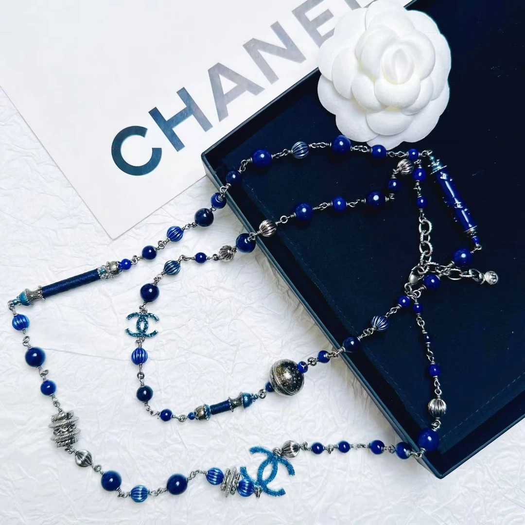 95新 Chanel/香奈儿 柚礼中古/香奈儿上海系列蓝色项链CC501006