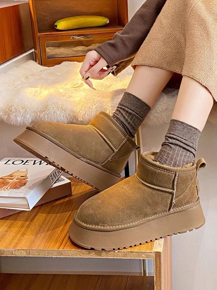 小敏家新款 塔茨特雪地靴女百搭面包靴厚底保暖