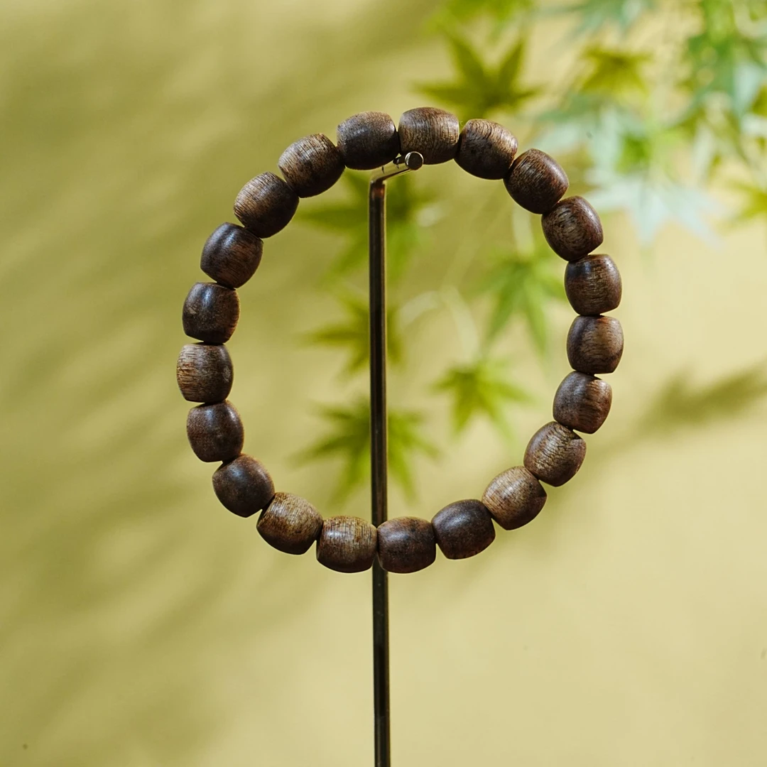 【收藏级】越南芽庄土沉桶珠单圈沉香手串 0.9*0.9cm T251008064  B