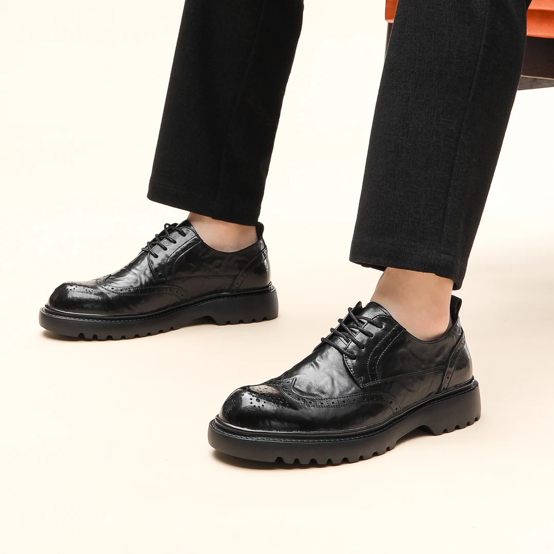 男士皮鞋黑色商务正装鞋子男款百搭男士皮鞋黑色潮流商务正装鞋子