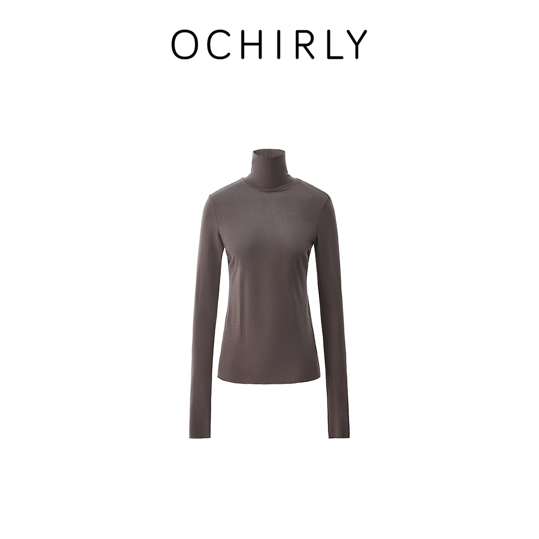 OCHIRLY欧时力 100%绵羊毛高领毛衣女针织上衣内搭2025春季新品