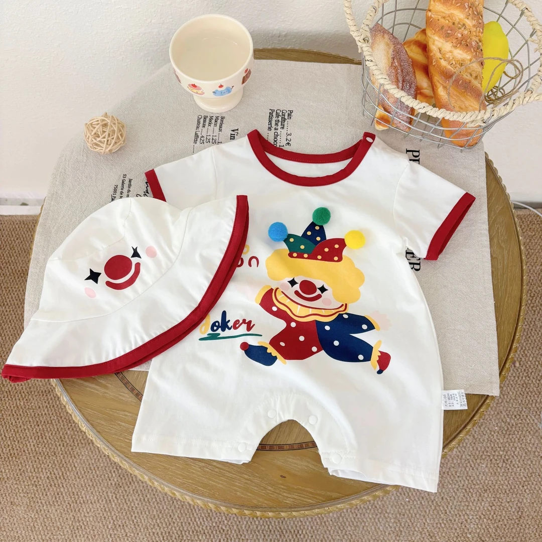 男宝宝衣服夏季薄款婴儿连体衣夏日小月龄短袖多巴胺夏装外出哈衣