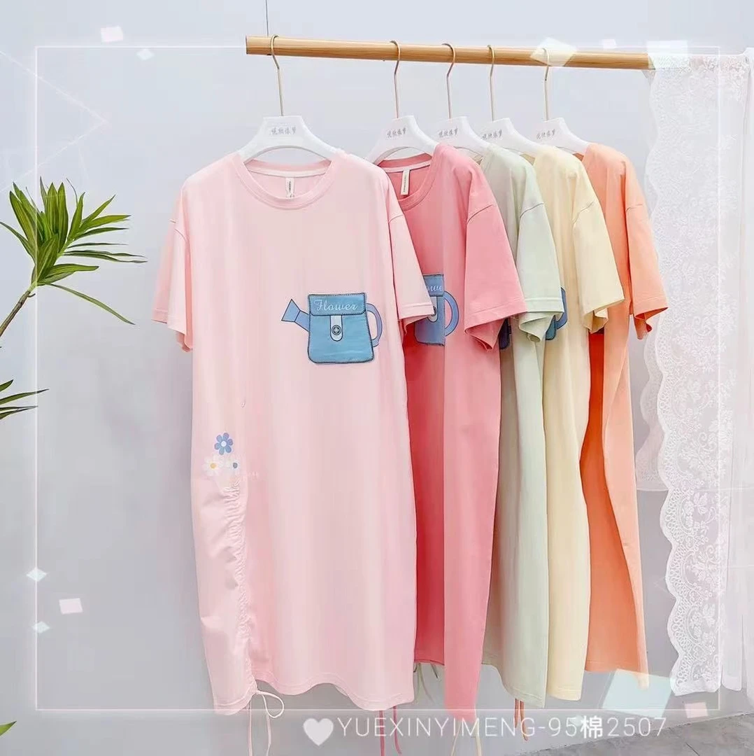 夏季新款水壶口袋纯色简约版睡裙