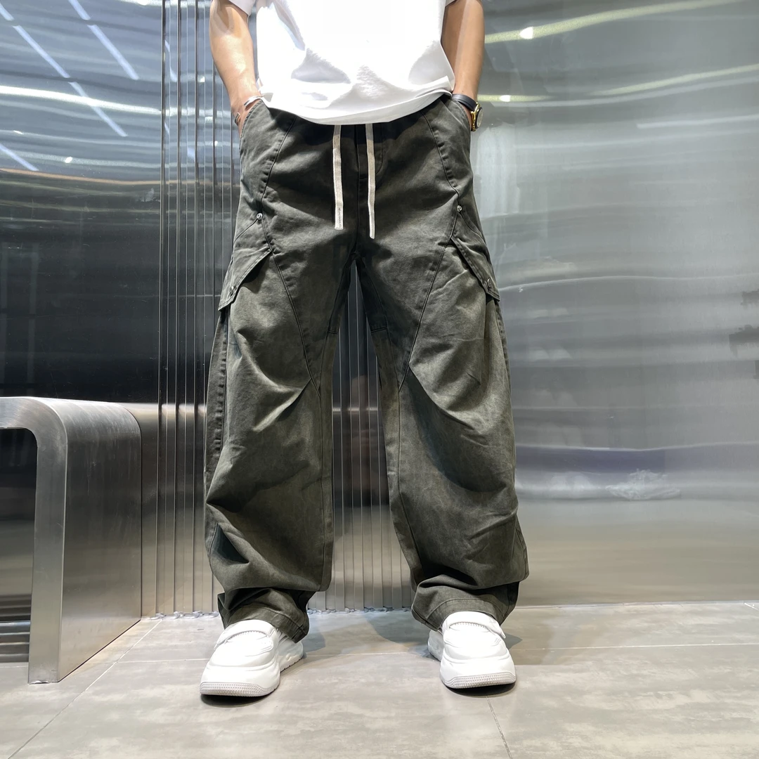 秋季新款直筒高街水洗男士工装风休闲长裤休闲裤宽松美式复古百搭