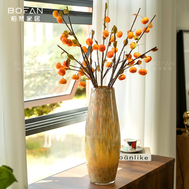 bofan/柏梵中式落地大花瓶摆件客厅插干花仿真花轻奢家居高端花瓶