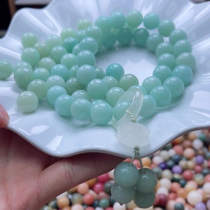 白玉菩提吊坠a12mm/100+10颗冰岛蓝