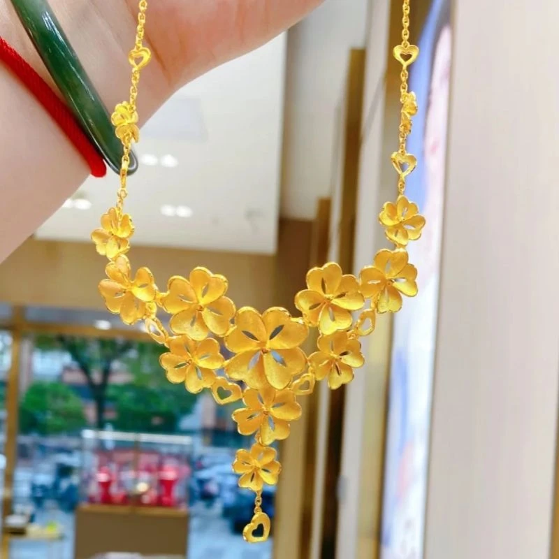 项链金色花月佳期婚嫁系列桃花轻奢高级感时尚气质百搭手工