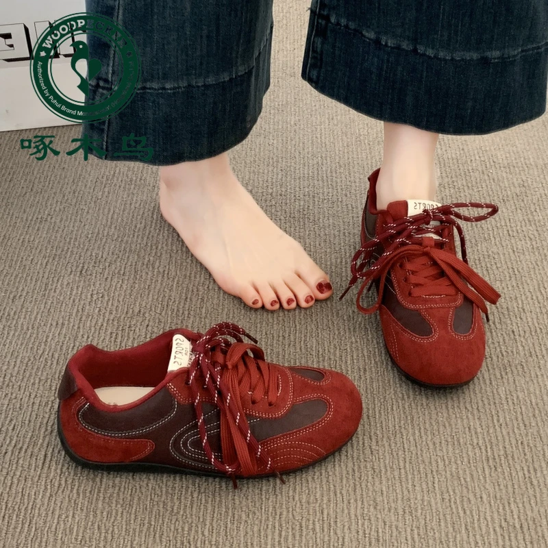 啄木鸟爆款复古德训鞋女2025新款秋季超火百搭运动休闲阿甘板鞋女