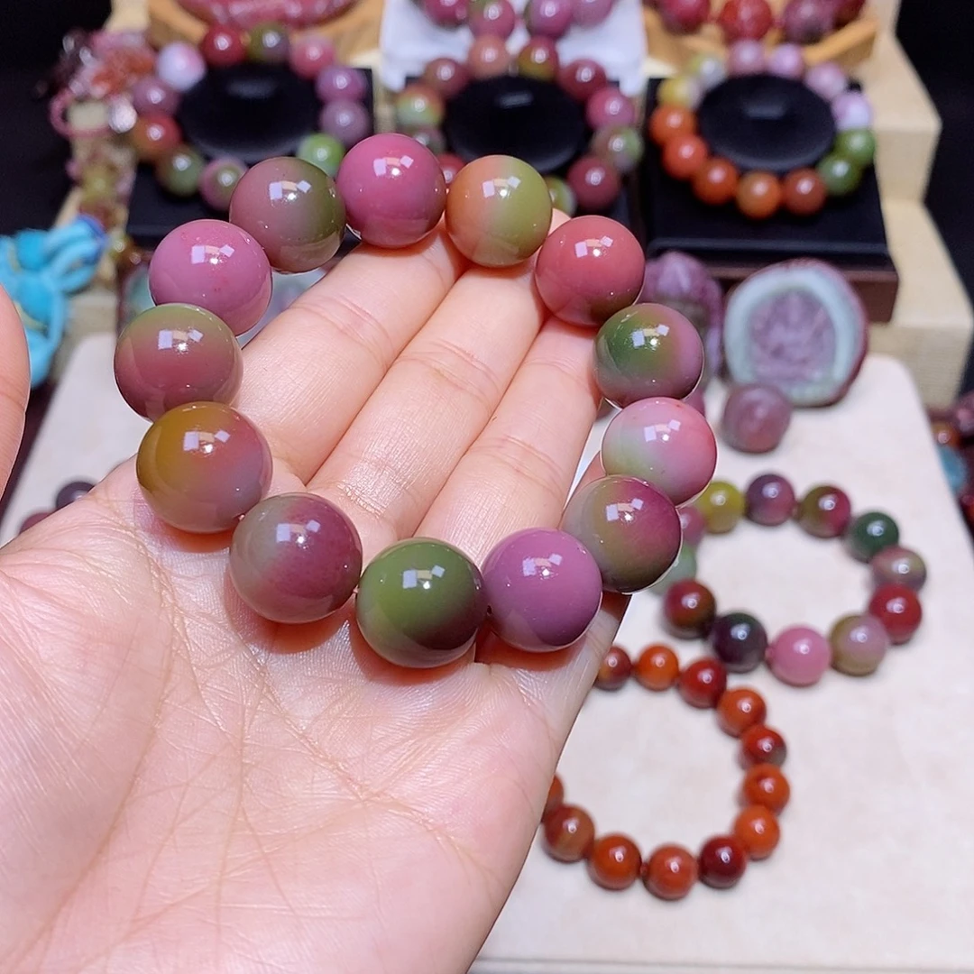 水***头玛瑙/玉髓未镶嵌盐源玛瑙毕业西瓜炫彩单圈