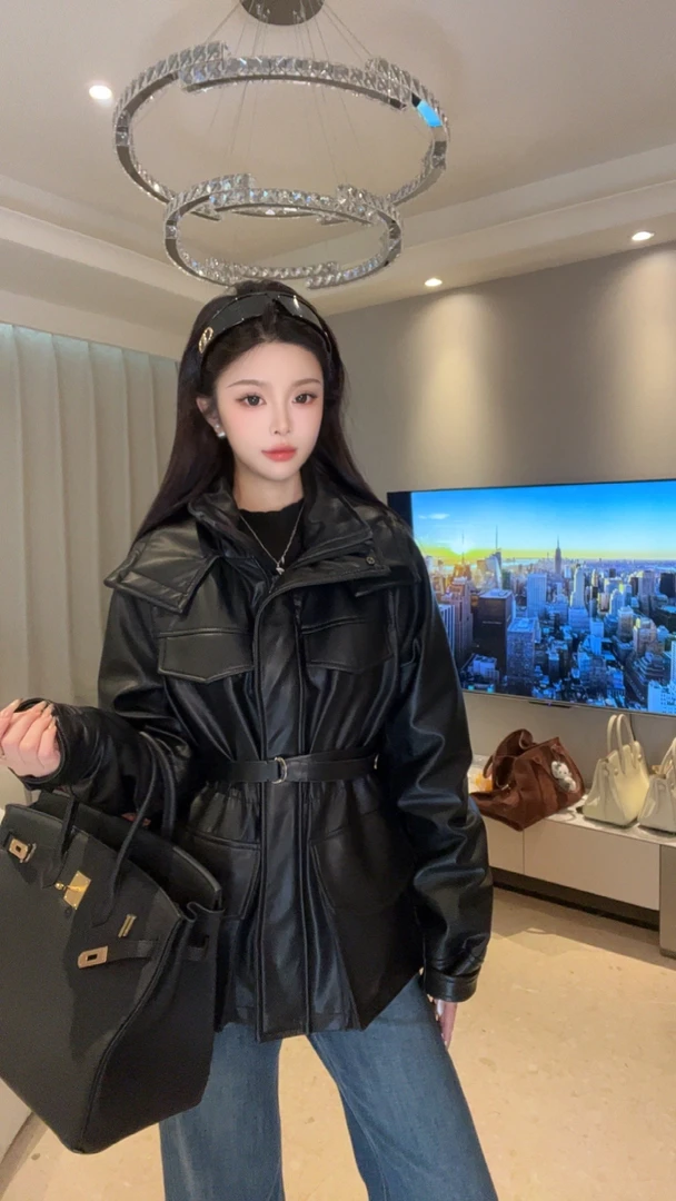 【幂幂同款】羊皮冲锋衣可拆卸90鹅绒内胆真皮保暖外套020-XY