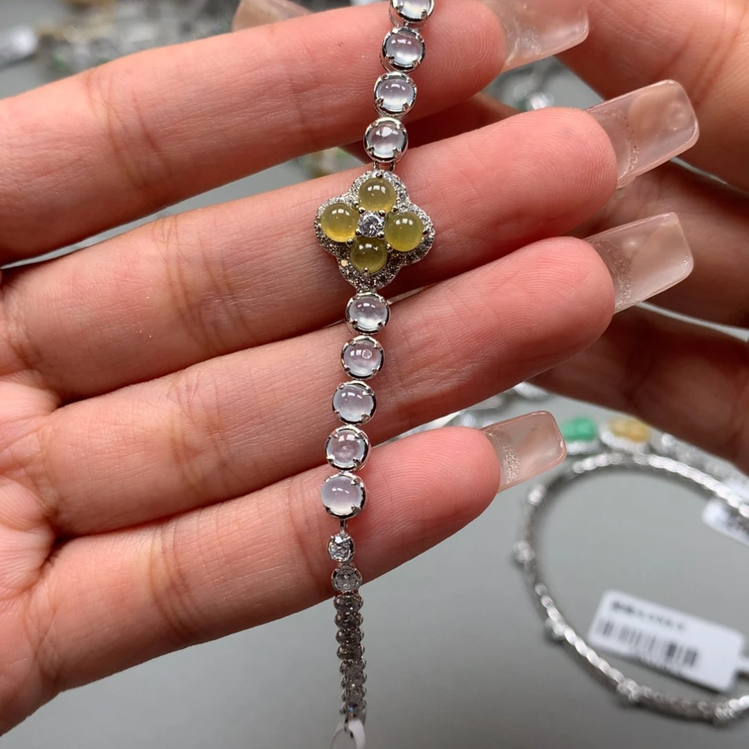 翡翠戒指银S925镶嵌手链6