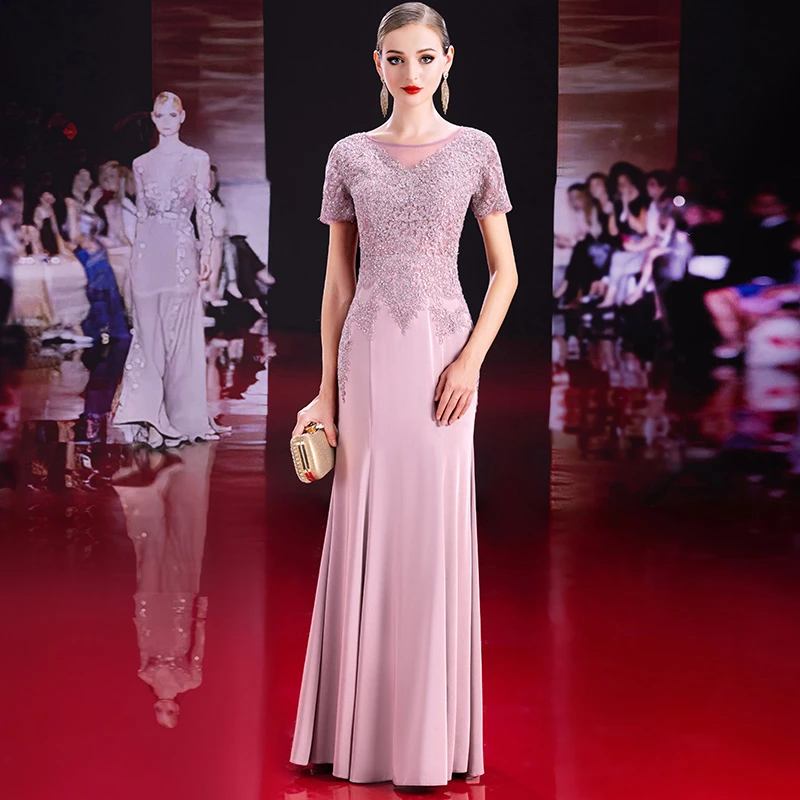 5688年轻婆婆婚宴礼服女2025新款高端大码演出走秀鱼尾长裙妈妈装