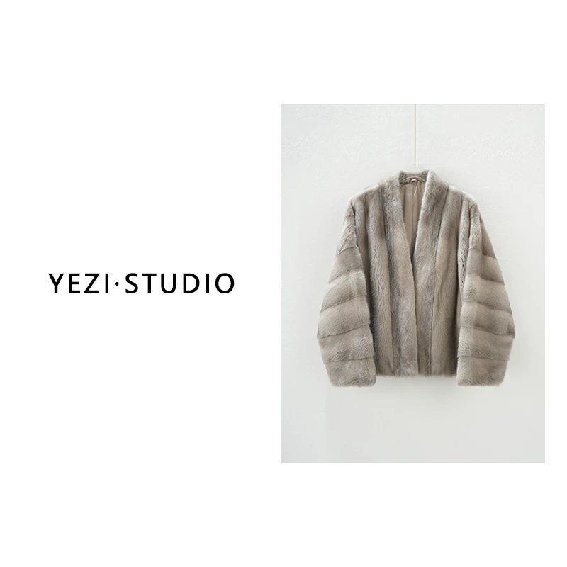 【琥珀流光】芬兰進口顶奢银蓝貂脊子靠肷v领宽松皮草外套25431013