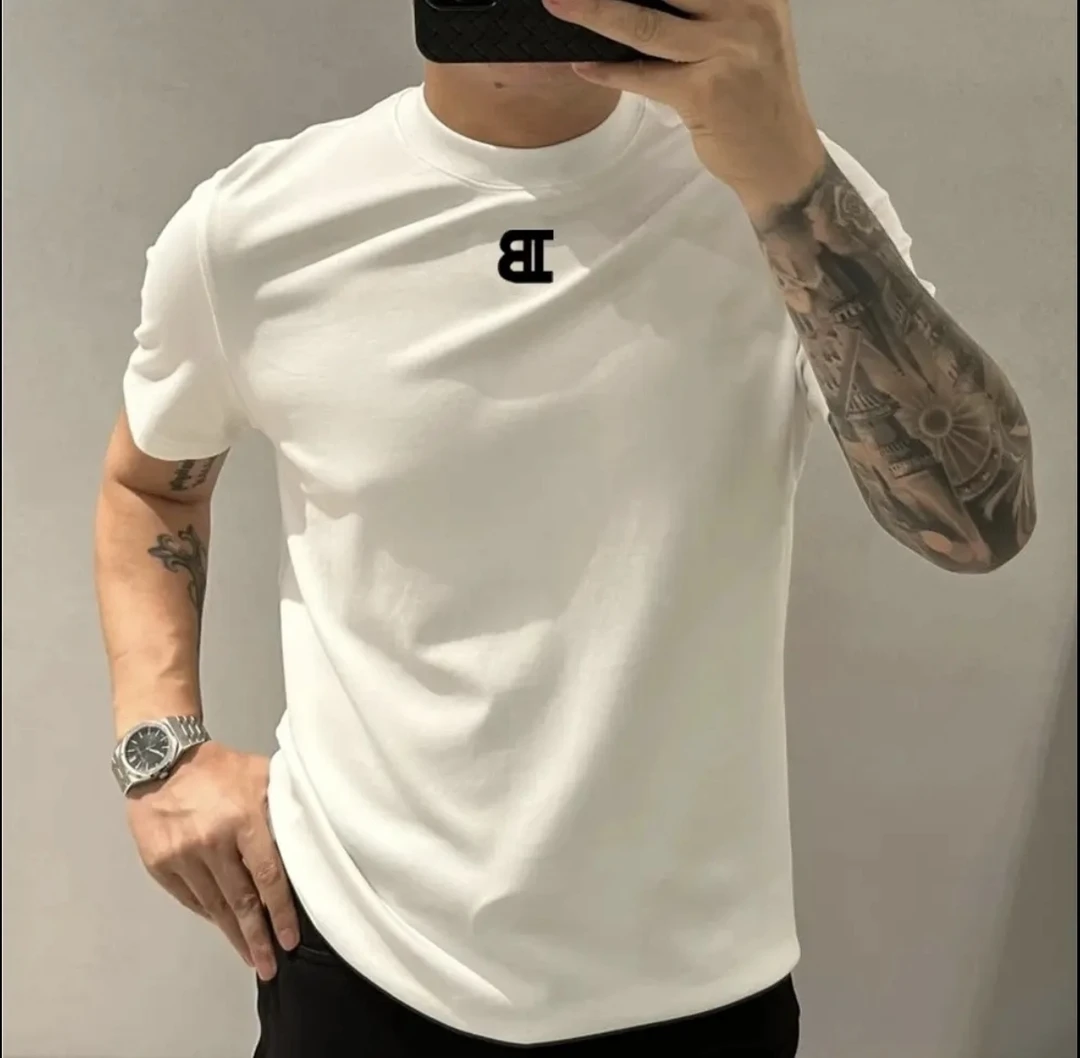 230克美式不透男士短袖简约纯色个性圆领青年潮牌型男夏季纯棉T恤