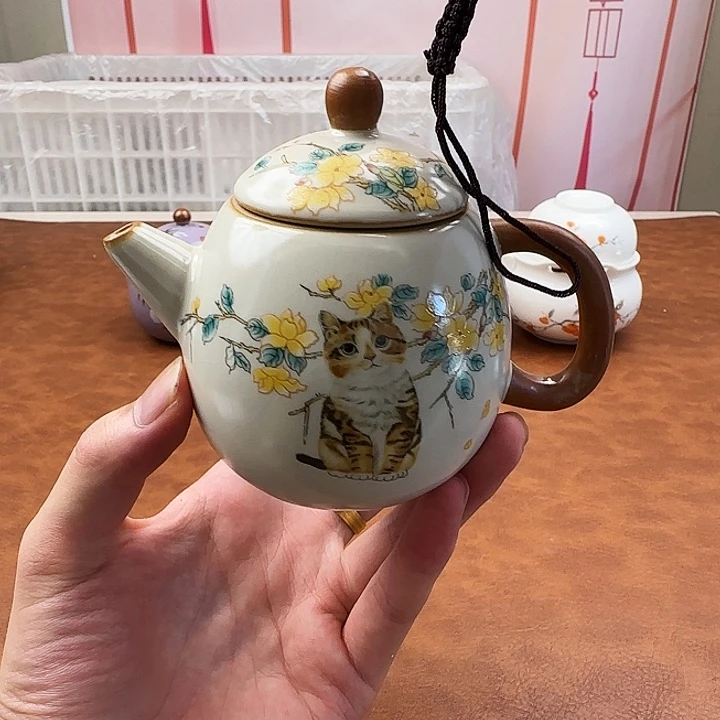 颜瓷闪购链接商品草莓猫咪龙蛋壶