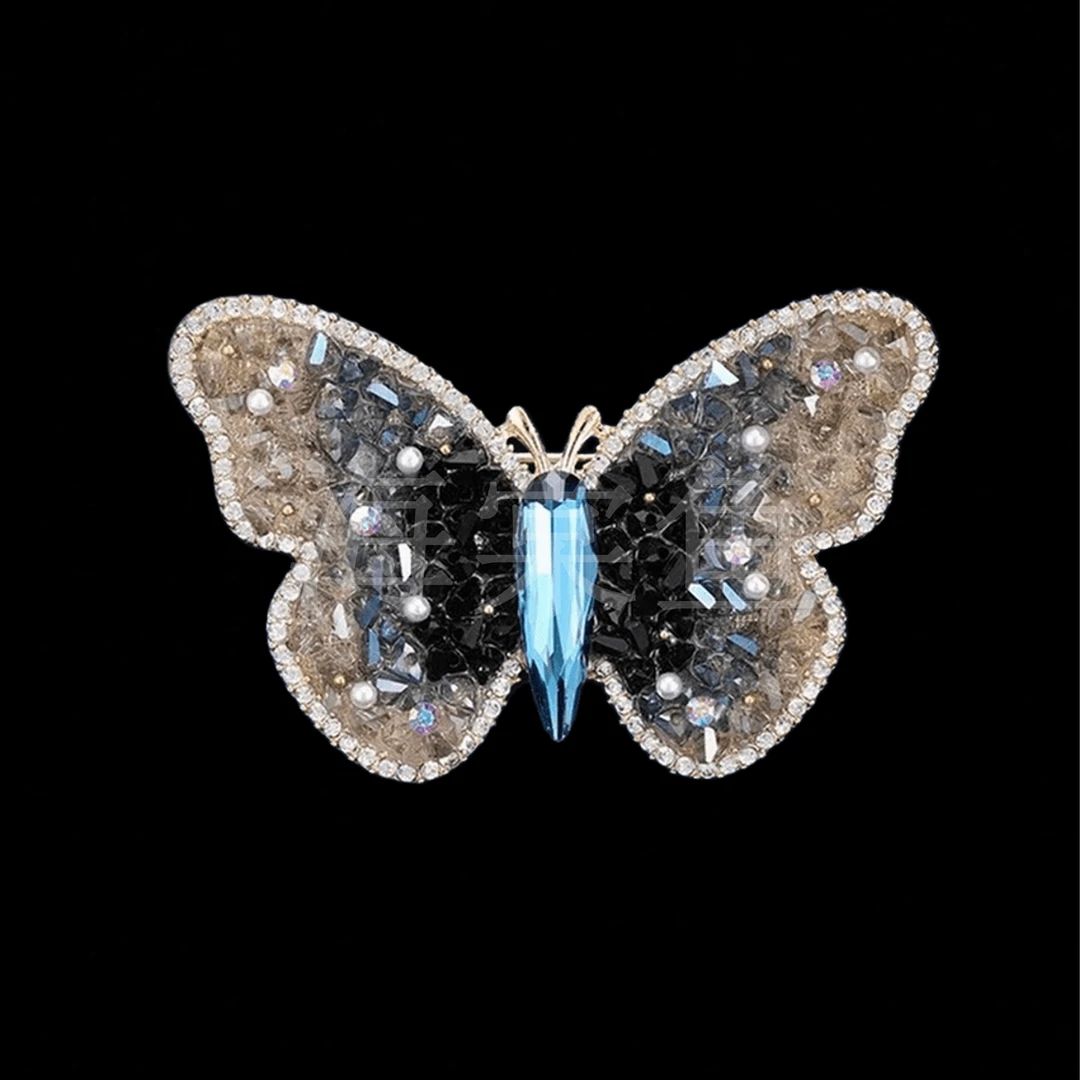 铜合金仿水晶胸针 时尚气质百搭星空蓝蝴蝶胸针5647