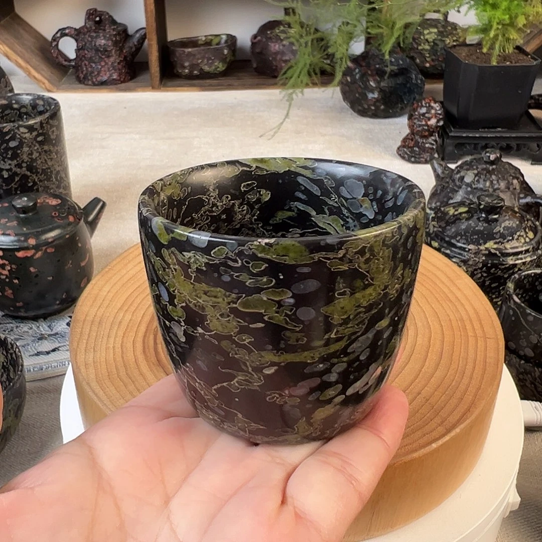 梅花玉老坑料绿梅主人杯