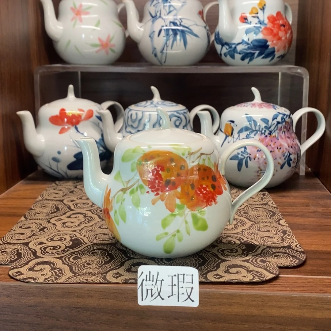 釉下手绘茶具微瑕手工绘制