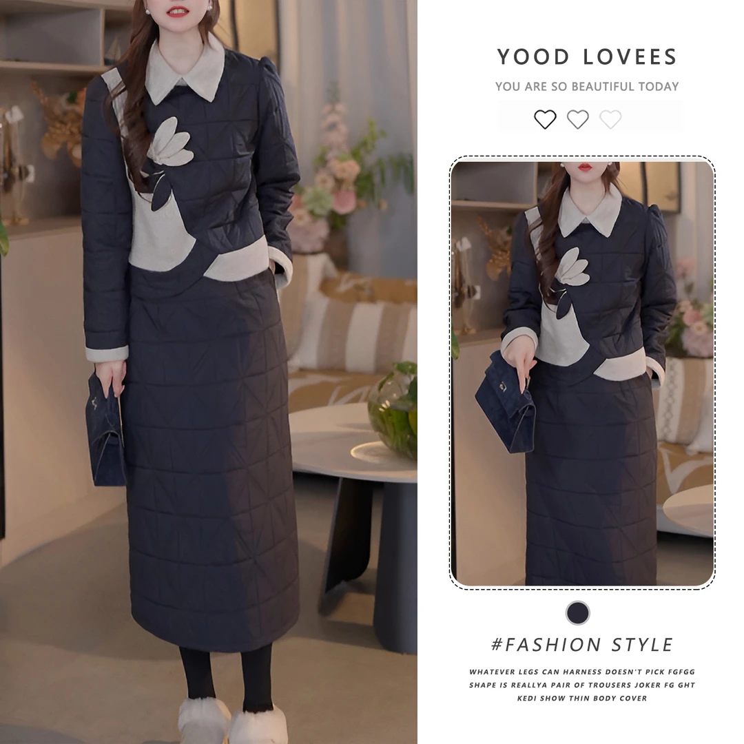 巨好看奢华十三行套装冬女2025年高端洋气减龄夹棉保暖两件套裙子