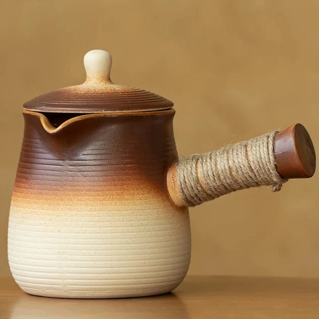 围炉煮茶大容量侧把罐罐壶新款碳火炭火烧烤炉煮茶壶粗陶家用户外